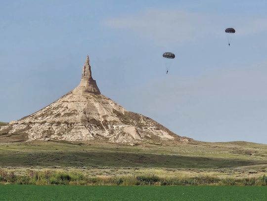 Paratroopers descend on Chimney Rock