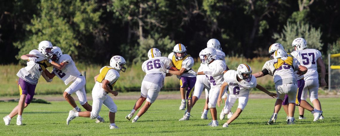 Bridgeport football and volleyball teams scrimmage