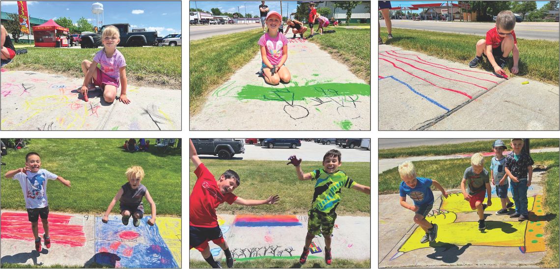 Creating chalk drawings on Saturday were