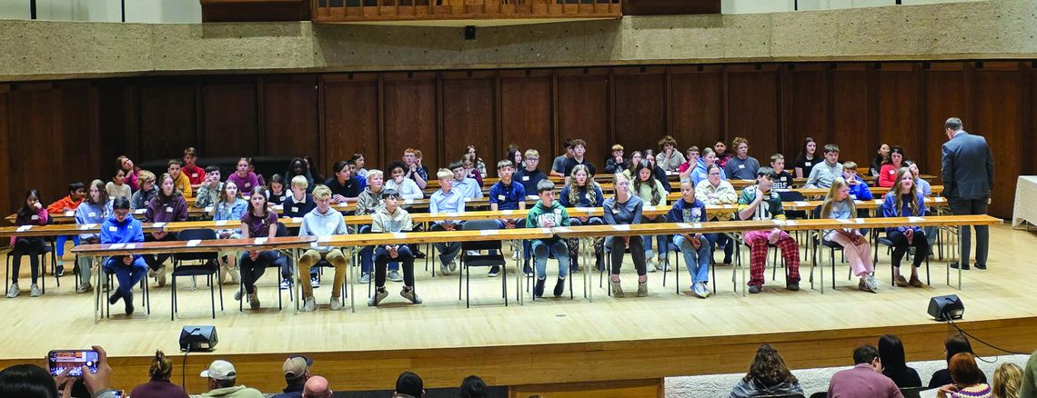 Harden competes in the Star State Spelling Bee in Omaha