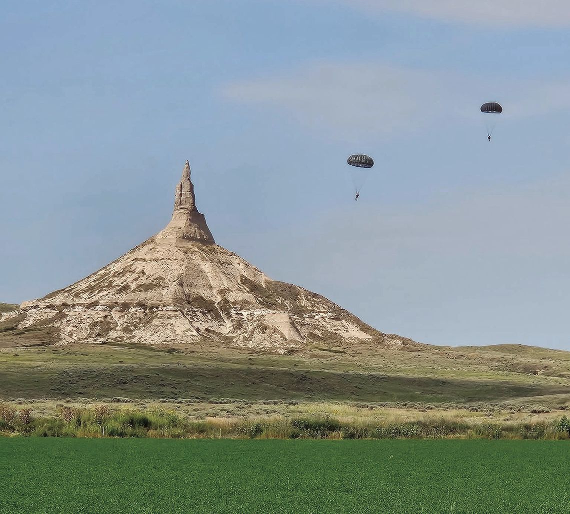 Paratroopers descend on Chimney Rock